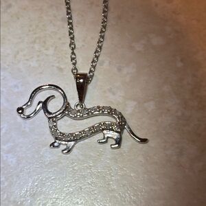 Elegant Silver Dachshund Necklace NWOT